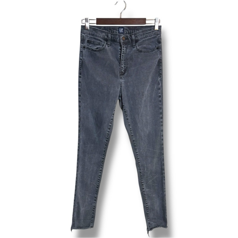 Gap Women's Black/Gray Skinny Raw Hem Stretch High Waist Jeans